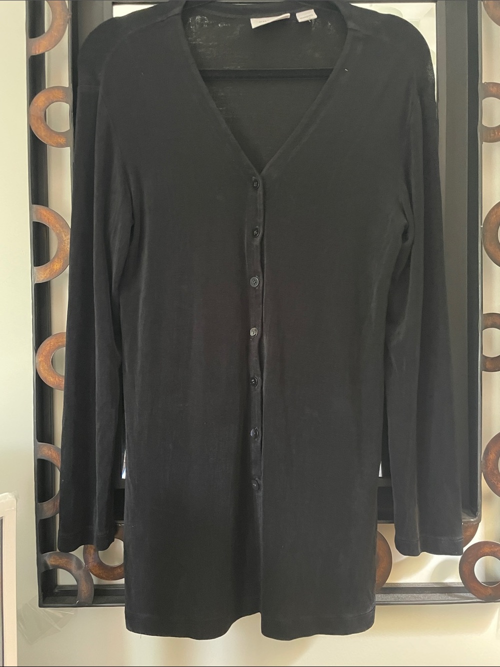 Chico's Travelers Black V-Neck Button-Front Cardigan